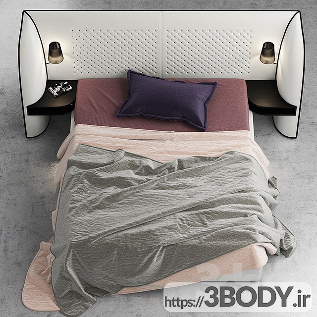 مدل سه بعدی تخت خواب یک نفره عکس 1