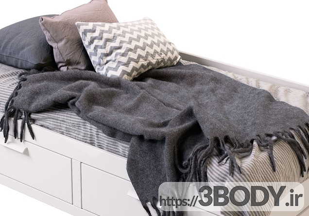 مدل سه بعدی تخت خواب طوسی عکس 1