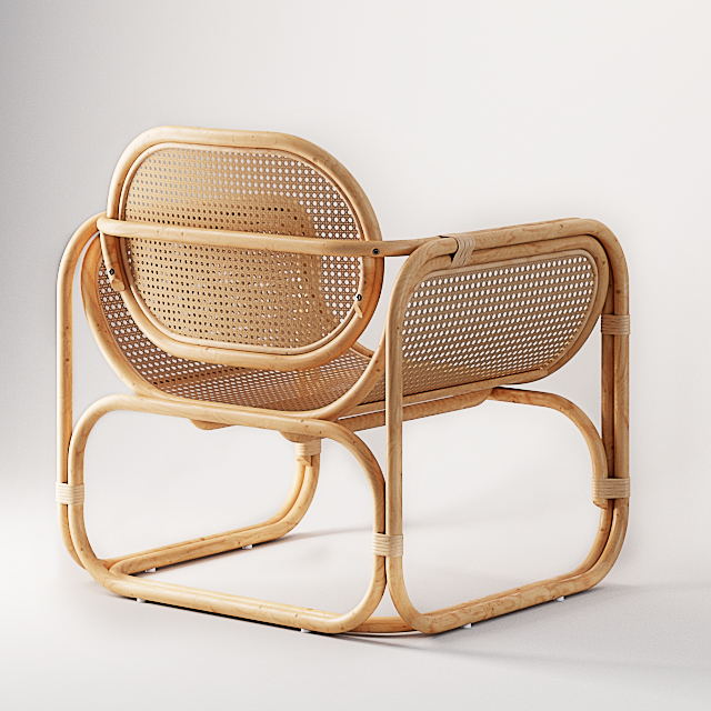 آبجکت سه بعدی صندلی چوبی سالن عکس 3