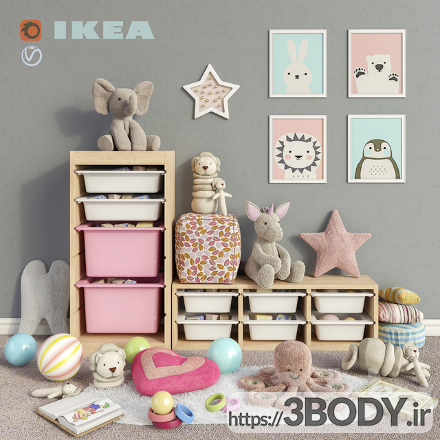 ابجکت ۳ بعدی IKEA-Storage-مبلمان-اسباب بازی-و-دکوراسیون-اتاق-کودک-مجموعه-3 عکس 1