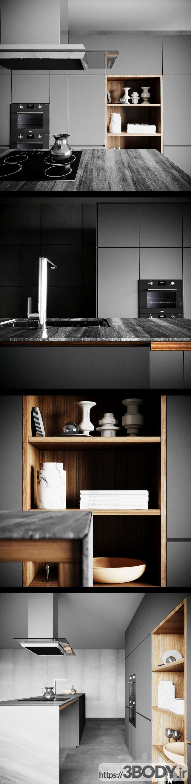 آبجکت سه بعدی  کابینت آشپزخانه مدرن عکس 3