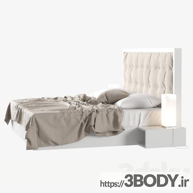 مدل سه بعدی تخت خواب سفید عکس 1