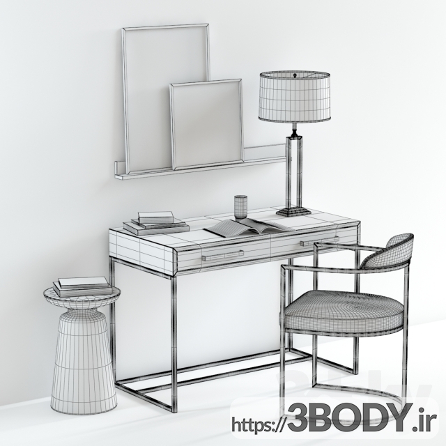 مدل سه بعدی میز و صندلی اداری عکس 2