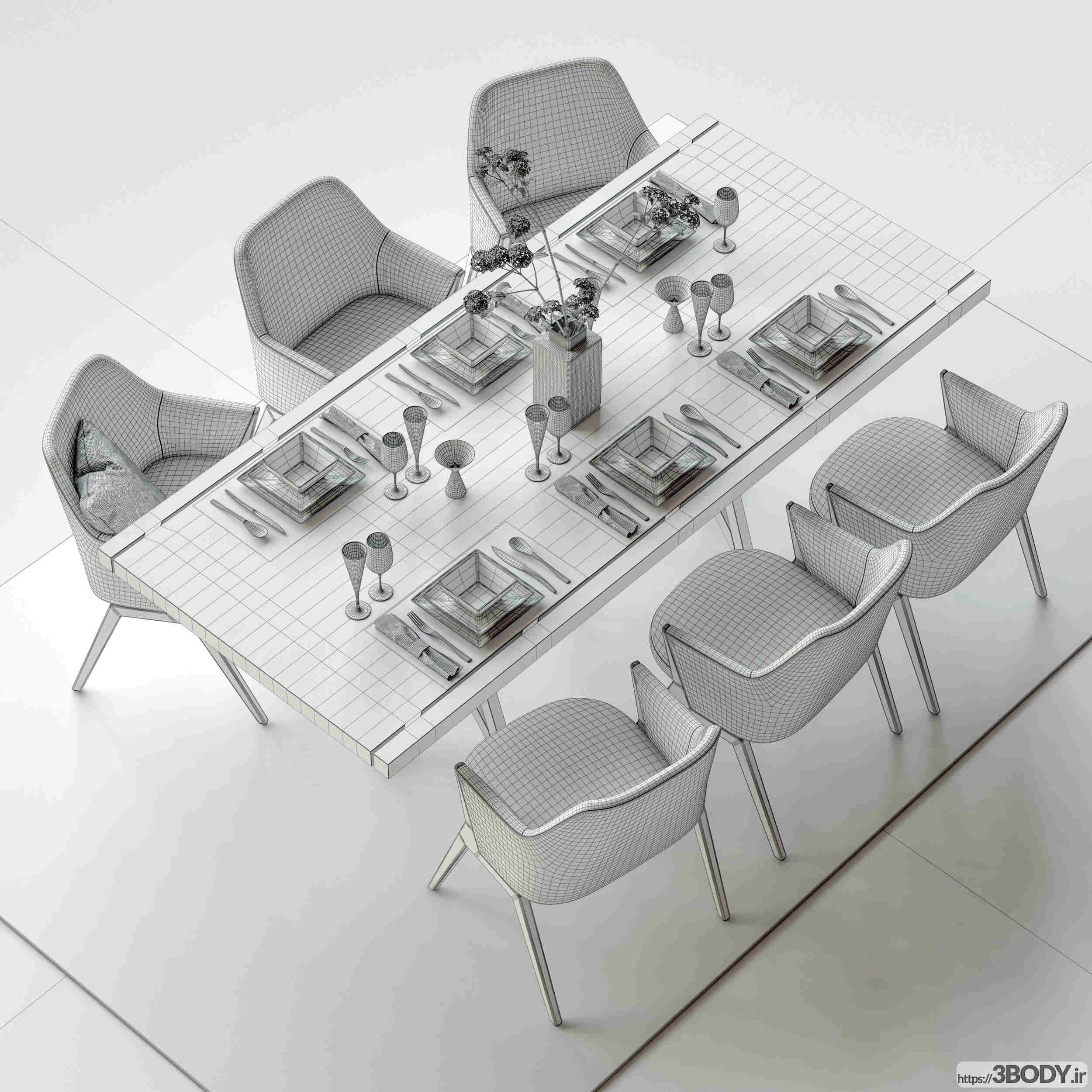 آبجک ۳ بعدی  میز و صندلی عکس 3