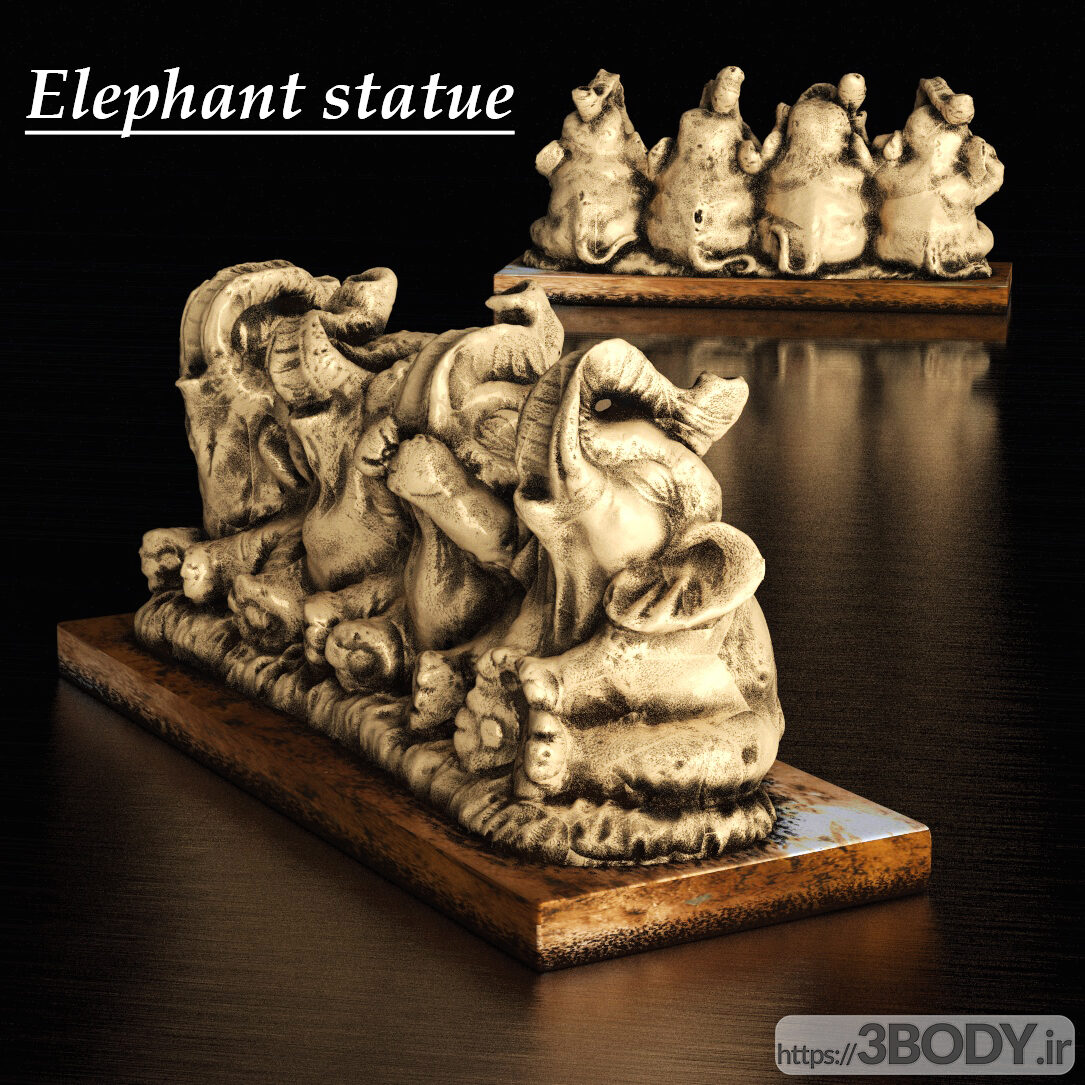 مدل سه بعدی مجسمه های فیل عکس 1