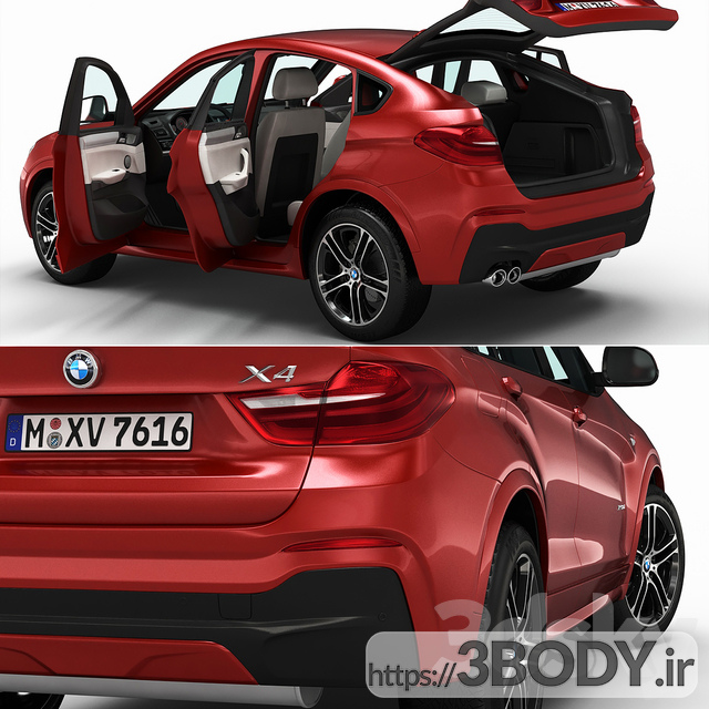 آبجکت سه بعدی اتومبیل BMW X4   قرمز عکس 3