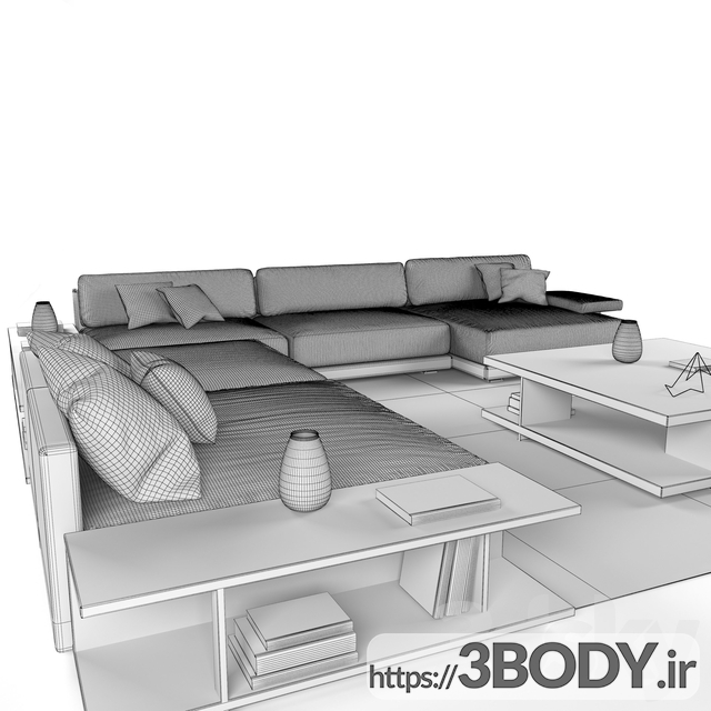 مدل سه بعدی کاناپه طوسی عکس 3