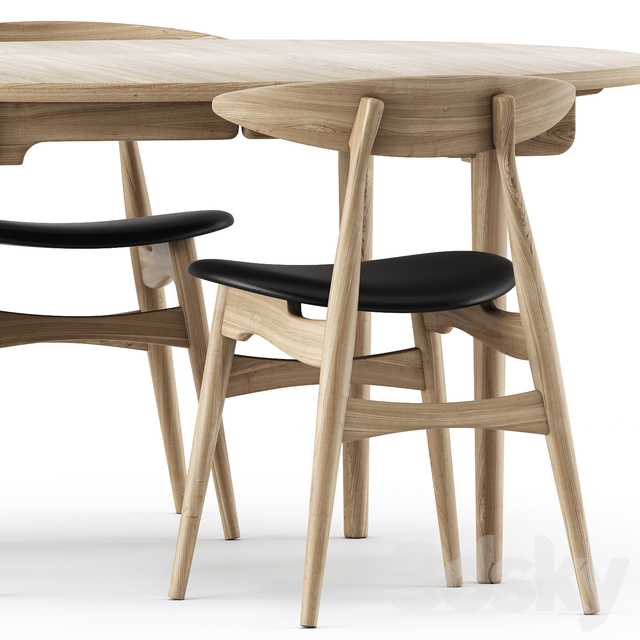 آبجکت سه بعدی میز و صندلی چوبی عکس 2