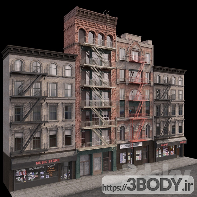 آبجکت سه بعدی نمای ساختمانهای بروکلین نیویورک عکس 1