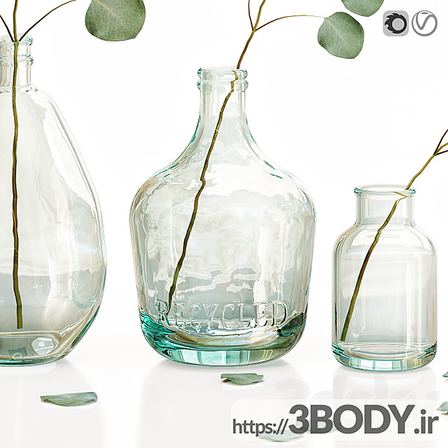 آبجکت سه بعدی گیاه و گلدان شیشه ای عکس 2