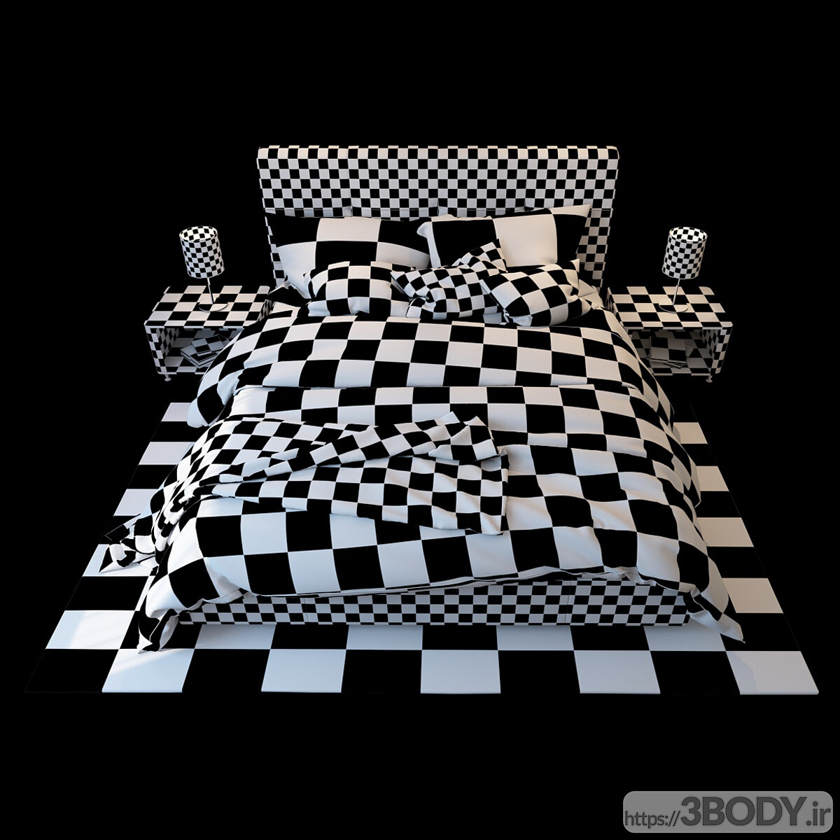 آبجکت سه بعدی تخت خواب عکس 2