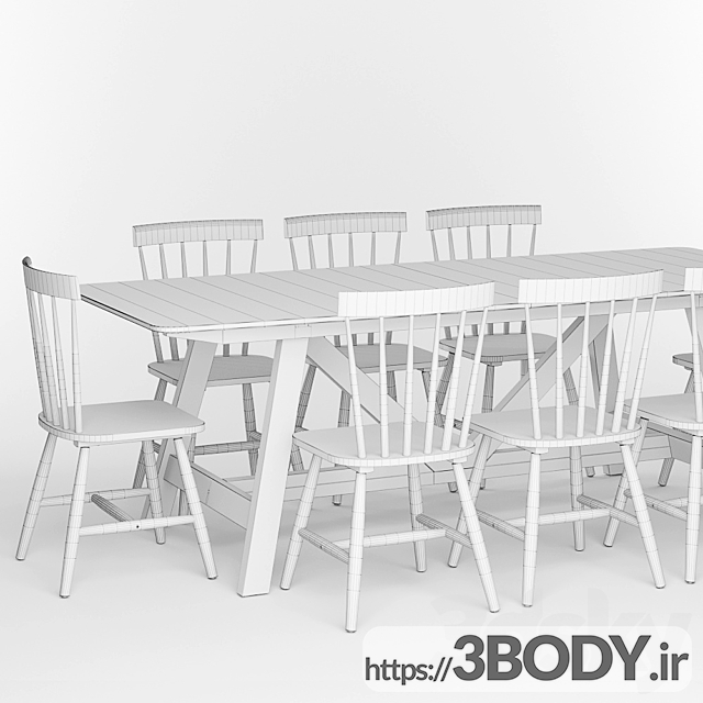مدل سه بعدی میز و صندلی مدرن عکس 3