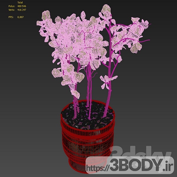 آبجکت سه بعدی گل و گلدان عکس 7