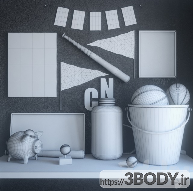 مدل سه بعدی دکور لوازم ورزشی عکس 3