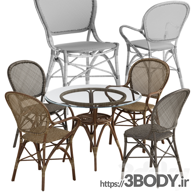 مدل سه بعدی ست میز اصلی صندلی روسینی طرح Sika عکس 3