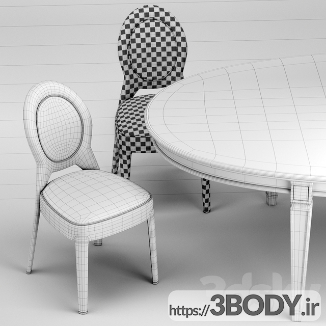 آبجکت سه بعدی  میز و صندلی عکس 3