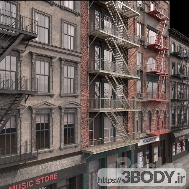 آبجکت سه بعدی نمای ساختمانهای بروکلین نیویورک عکس 3