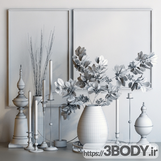 مدل سه بعدی مجموعه تزئینی گل عکس 2