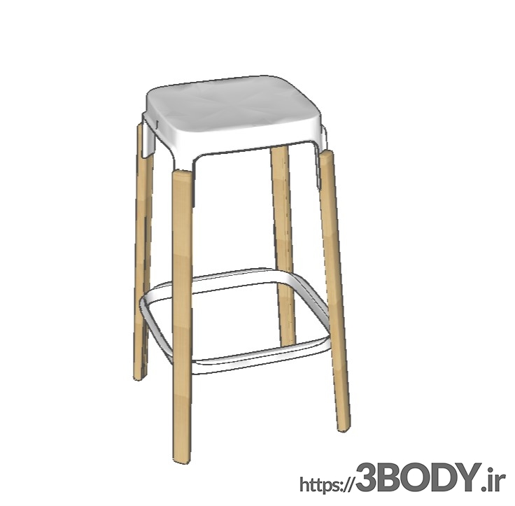آبجکت سه بعدی اسکچاپ - صندلی چهار پایه عکس 1