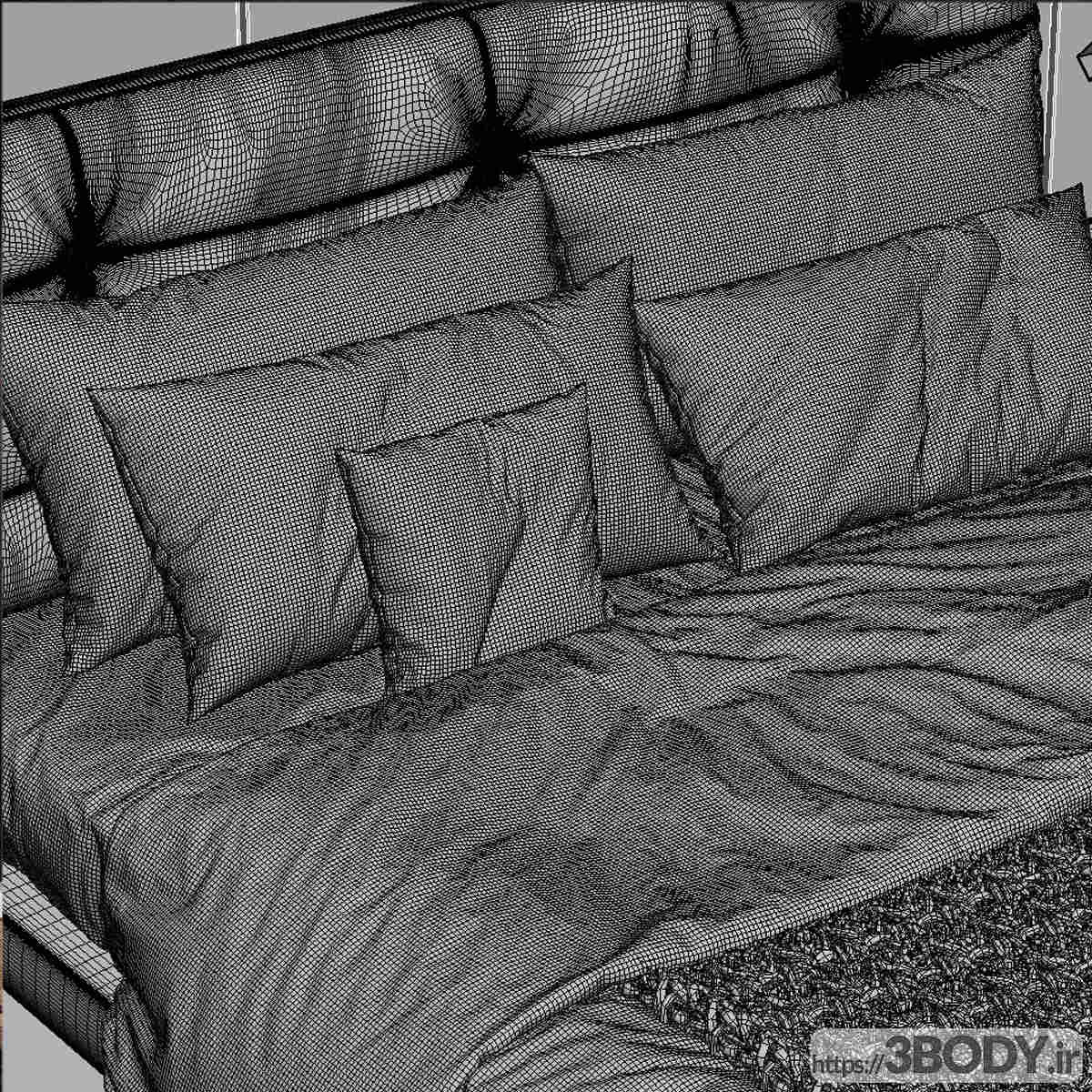 مدل سه بعدی تخت خواب دو نفره عکس 5