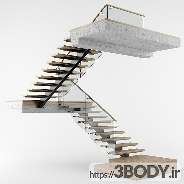 آبجکت سه بعدی راه پله داخلی مدرن عکس 5