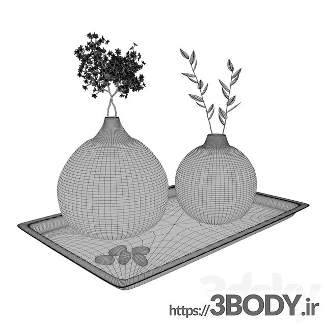 مدل سه بعدی ست دکوری دسته گل رومیزی عکس 3