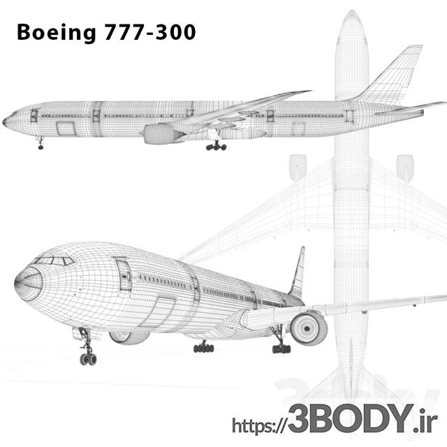 آبجکت 3 بعدی هواپیما مسافربری بوئینگ 777 300 عکس 2