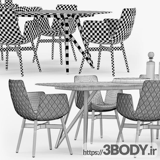 مدل سه بعدی میز و صندلی مجموعه  نهار خوری عکس 3