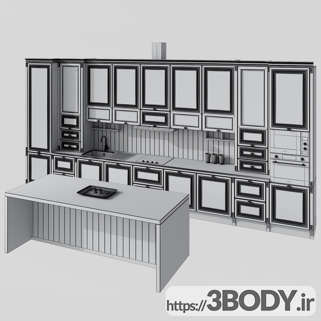 مدل سه بعدی مبلمان آشپزخانه عکس 3