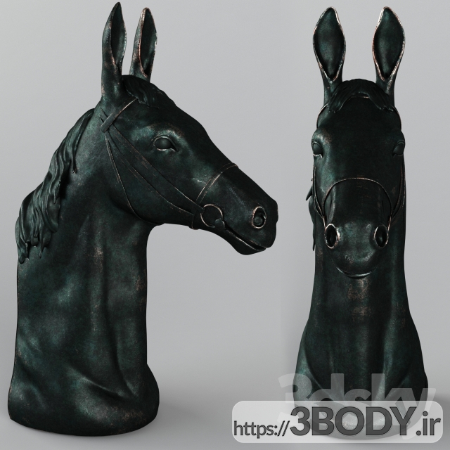 مدل سه بعدی مجسمه سر اسب عکس 3