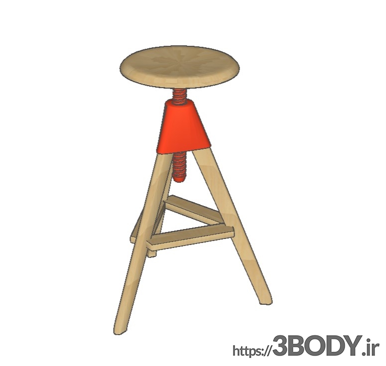 آبجکت سه بعدی اسکچاپ - صندلی سه پایه عکس 1