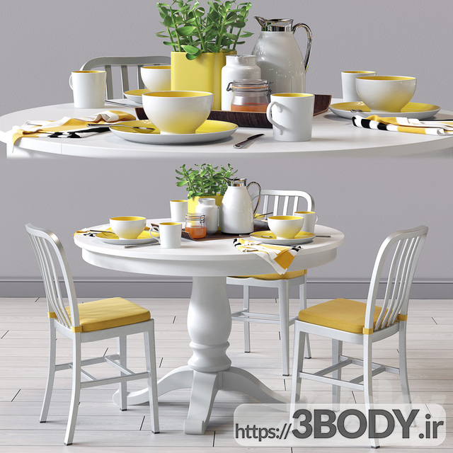 مدل سه بعدی صندلی غذاخوری دلتا و میز آوالون (Delta & Avalon) عکس 1
